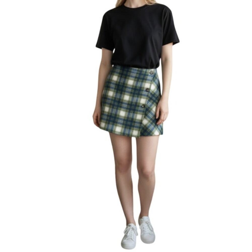 WeWoreWhat Green Plaid Mini Skort size Medium